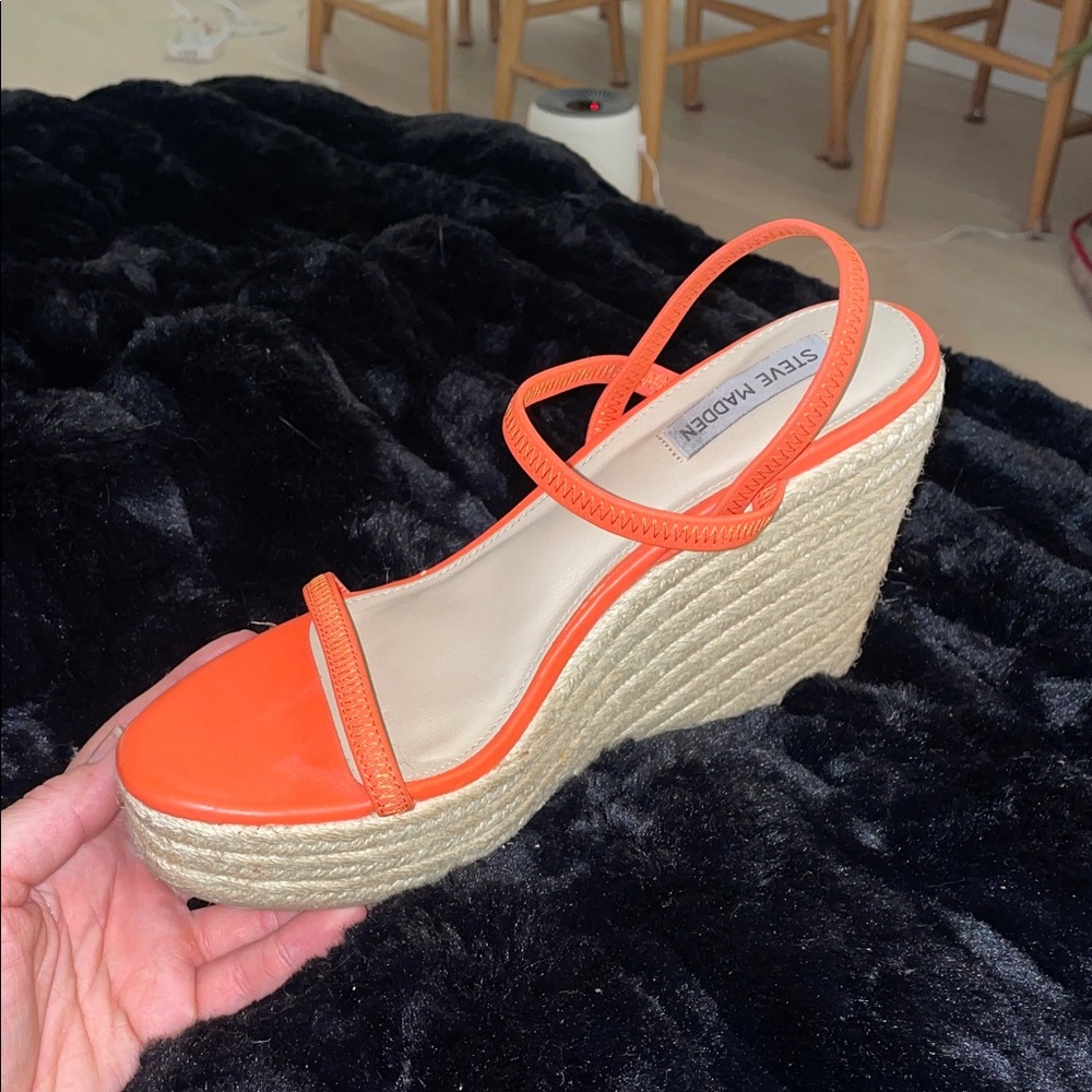 Steve Madden Bright Orange Wedge Sandals